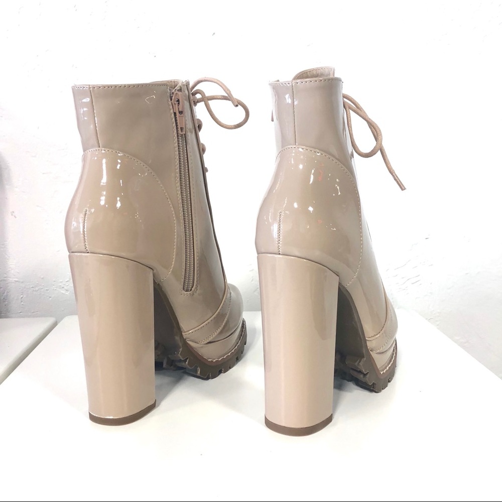 Liliana Nude Tan Cream Beige Lace-up Boots Size 9 - Picture 4 of 4